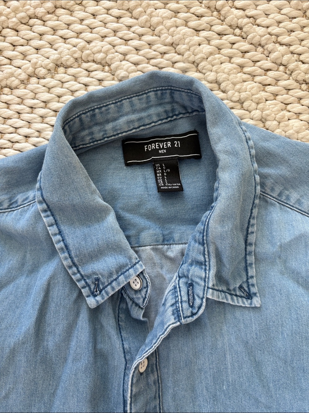 Forever 21 Light Blue Denim Button-Up Shirt